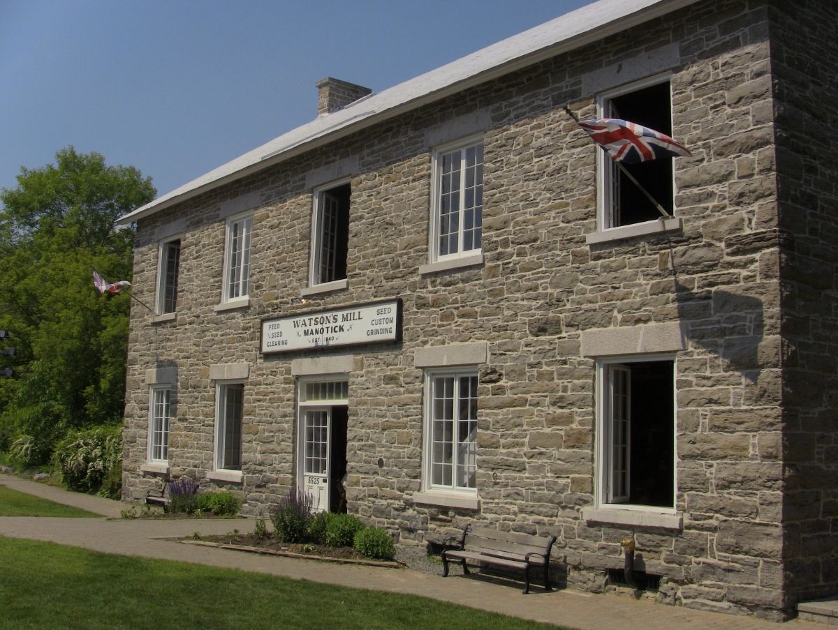Exterior view of a unique 1860s grist and flour mill.